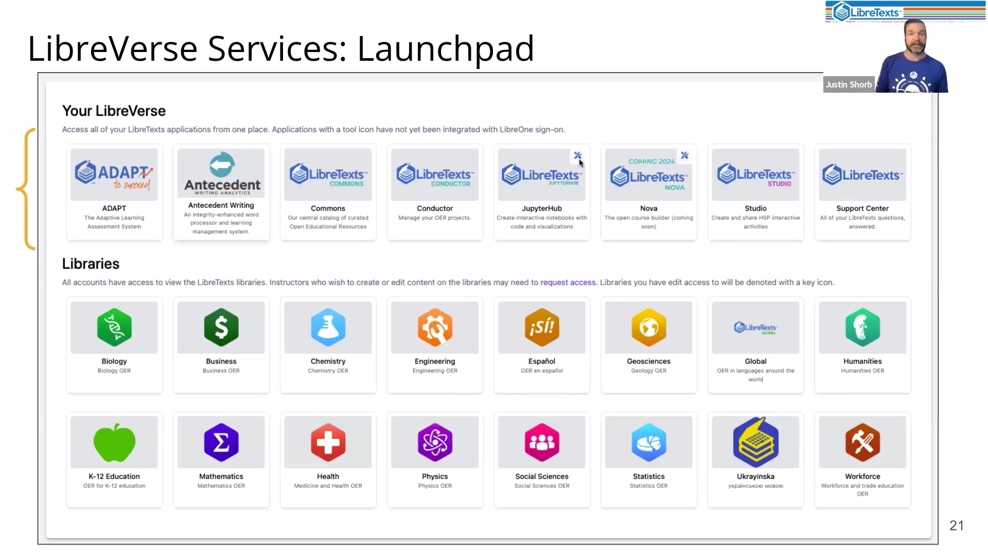 screenshot from webinar with the launchpad and justin in the upper corner 