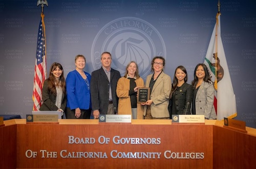 (From L to R: Chancellor Sonya Christian, ASCCC President Cheryl Aschenbach, DVC Academic Senate President John Freytag, DVC Dean Anne Kingsley, DVC Dept. Chair Lindsey Shively, Board President Hildegarde B. Aguinaldo, Deputy Chancellor Rowena M. Tomaneng)